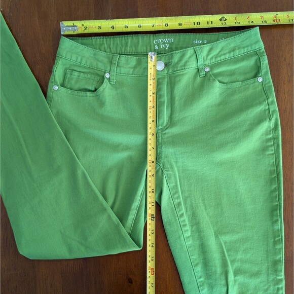Women's Crown & Ivy Size 2 Skinny Jeans Green Stretch Denim Pants Festival Bold - Picture 6 of 7